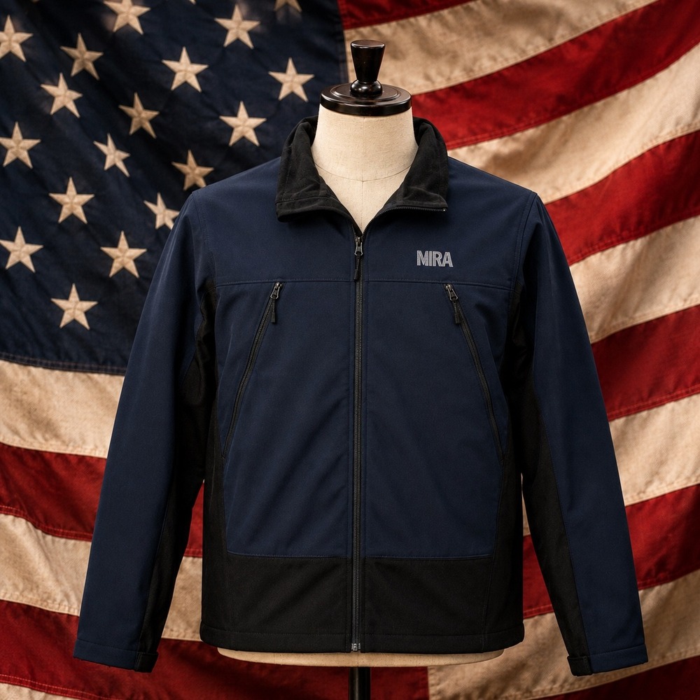 NRA Softshell Jacket Mens 3XL Navy Black Fleece Lined Full Zip Wind Resistant